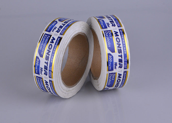 Custom adhesive partly gold stamping vinyl 10ml steroid vial labels supplier
